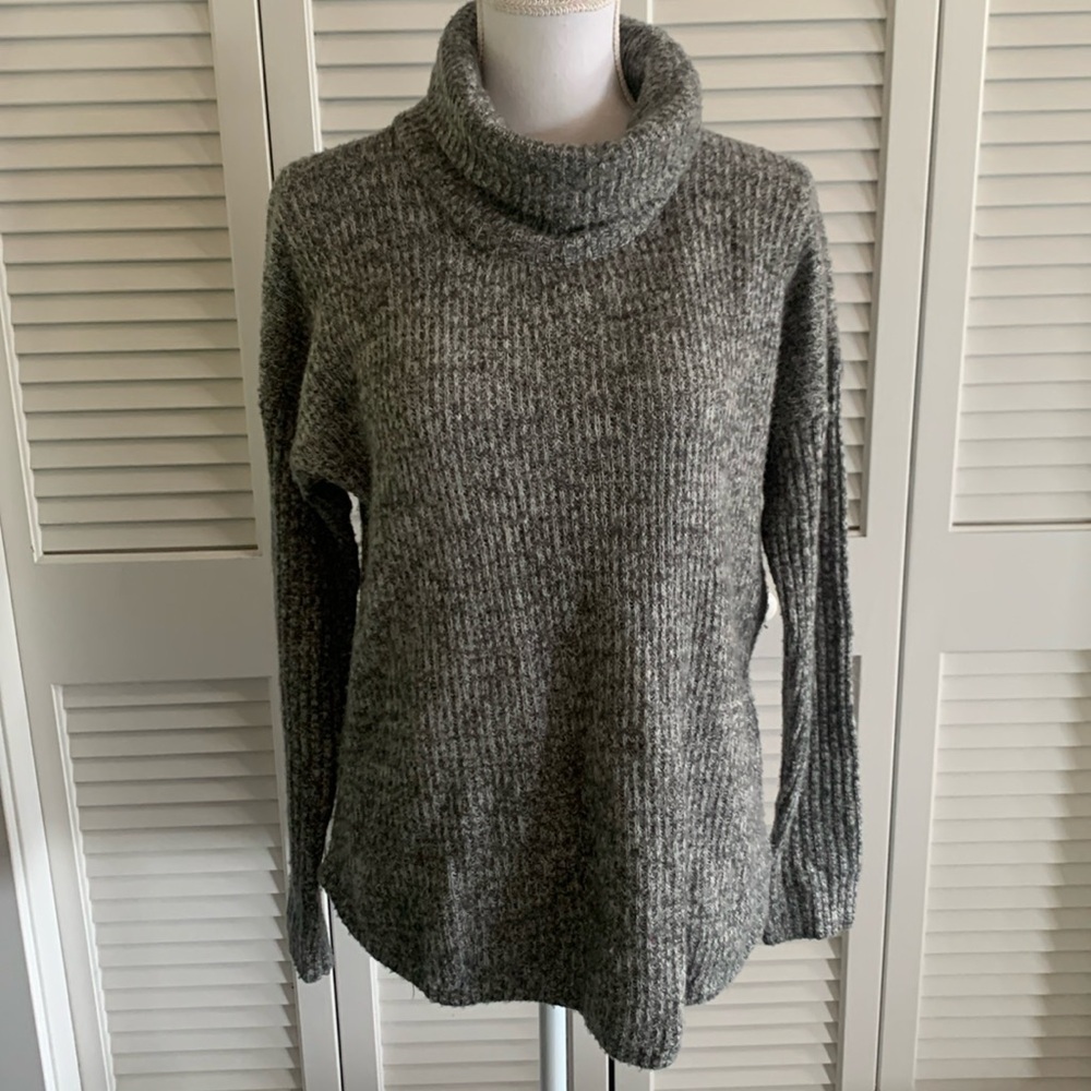 Abercrombie & Fitch Turtleneck Sweater Gray & White Marbeled Wool Blend Size M/L